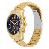 Michael Kors Lexington Chronograph Blue Dial Gold Steel Strap Watch for Men - MK9153 Authentic Buy Shop Now