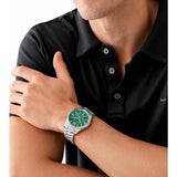 Michael Kors Lexington Chronograph Green Dial Silver Steel Strap Watch for Women - MK9152 Authentic Buy Shop Now