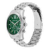 Michael Kors Lexington Chronograph Green Dial Silver Steel Strap Watch for Women - MK9152 Authentic Buy Shop Now