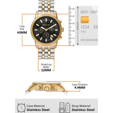 Michael Kors Hutton Chronograph Black Dial Two Tone Steel Strap Watch For Men - MK8954 Authentic Buy Shop Now