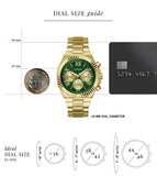 Guess Equity Analog Green Dial Gold Steel Strap Watch For Men - GW0703G2 Authentic Buy Shop Now