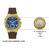 Guess Headline Chronograph Blue Dial Brown Silicone Strap Watch For Men - GW0571G5 Authentic Buy Shop Now