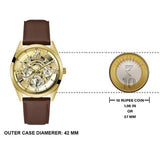 Guess Multifunction Chronograph Gold Dial Brown Leather Strap Watch For Men - GW0389G5 Authentic Buy Shop Now