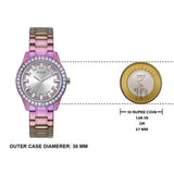 Guess Sparkler Silver Dial Purple Steel Strap Watch For Women - GW0111L5 Authentic Buy Shop Now