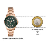 Fossil Blue Dive Three Hand Green Dial Rose Gold Steel Strap Watch For Women - ES5371 Authentic Buy Shop Now
