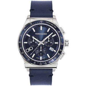 Salvatore Ferragamo 1927 Chrono Analog Blue Dial Blue Leather Strap Watch for Men - SFKZ00223 Authentic Buy Shop Now
