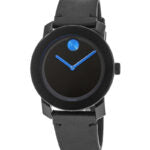 Movado Bold TR90 Black Dial Black Leather Strap Watch For Men - 3600307 Authentic Buy Shop Now