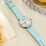 Emporio Armani Gianni T Bar Analog Crystals Silver Dial Blue Leather Strap Watch For Women - AR11443 Authentic Buy Shop Now