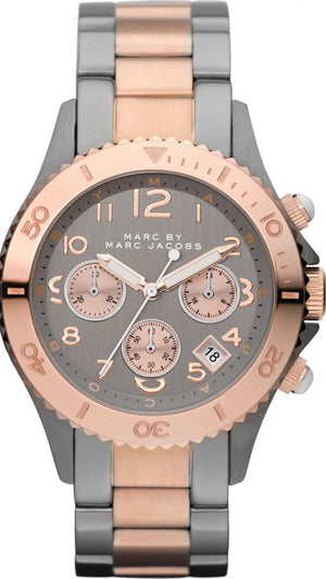 Marc Jacobs Marc Chronograph Grey Dial Two Tone Steel Strap Watch for Men - MBM3157 Authentic Buy Shop Now