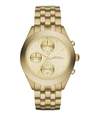Marc Jacobs Peeker Chronograph Gold Dial Gold Steel Strap Watch for Women - MBM3393 Authentic Buy Shop Now