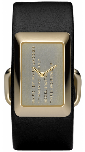 Marc Jacobs Champagne Dial Black Leather Strap Watch for Women - MBM2047 Authentic Buy Shop Now