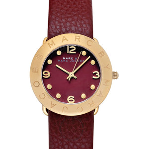 Marc Jacobs Amy Red Dial Burgundy Leather Strap Watch for Women - MBM1152 Authentic Buy Shop Now