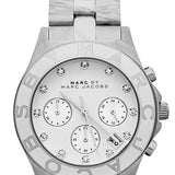 Marc Jacobs Blade Chronograph White Dial Silver Steel Strap Watch for Women - MBM3080 Authentic Buy Shop Now