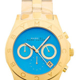 Marc Jacobs Blade Chronograph Blue Dial Gold Steel Strap Watch for Women - MBM3307 Authentic Buy Shop Now
