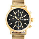 Maserati Epoca 42mm Black Dial Gold Mesh Bracelet Watch For Men - R8873618007 Authentic Buy Shop Now