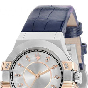 Maserati Potenza Diamonds Silver Dial Blue Leather Strap Watch For Women - R8851108502 Authentic Buy Shop Now