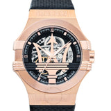 Maserati Potenza Limited Edition Automatic Skeleton Black Dial Black Leather Strap Watch For Men - R8821108025 Authentic Buy Shop Now