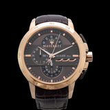 Maserati Ingegno Chronograph Brown Dial Brown Leather Strap Watch For Men - R8871619001 Authentic Buy Shop Now