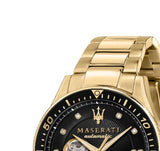Maserati SFIDA Black Dial Yellow Gold Toned Stainless Steel Watch For Men - R8823140003 Authentic Buy Shop Now