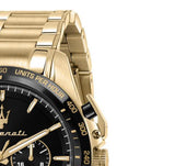 Maserati Traguardo Chronograph Black Dial Gold Steel Strap Watch For Men - R8873612041 Authentic Buy Shop Now