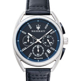 Maserati Trimarano Chronograph Black Dial Black Leather Strap Watch For Men - R8871632001 Authentic Buy Shop Now