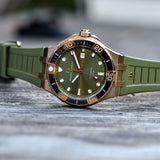 Maurice Lacroix Aikon Venturer Bronze Dial Green Rubber Strap Watch For Men - AI6058-BRZ01-630-1 Authentic Buy Shop Now