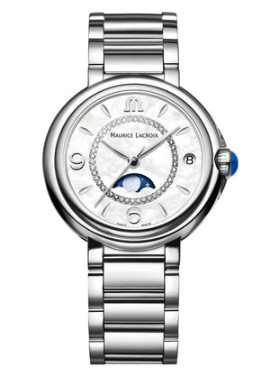 Maurice Lacroix Fiaba Moonphase White Mother of Pearl Dial Silver Steel Strap Watch for Women - FA1084-SS002-170-1 Authentic Buy Shop Now