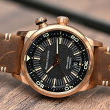 Maurice Lacroix Pontos S Diver Automatic Black Dial Brown Leather Strap Watch For Men - PT6248-BRZ01-330-2 Authentic Buy Shop Now