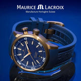 Maurice Lacroix Pontos Divers Limited Edition Blue Dial Blue Leather Strap Watch For Men - PT6248-BRZ0B-430-4 Authentic Buy Shop Now