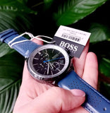Hugo Boss Grand Prix Chronograph Black Dial Blue Leather Strap Watch for Men - 1513563 Authentic Buy Shop Now