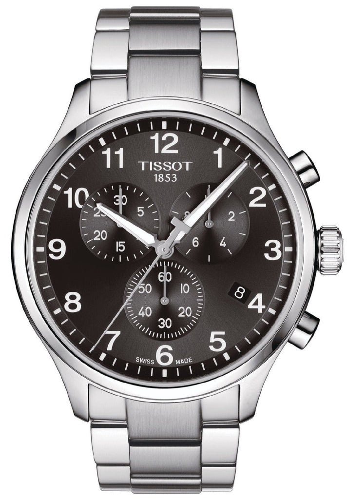 Tissot T Classic Chrono XL Black Dial Silver Steel Strap Watch For Men - T116.617.11.057.01 Authentic Buy Shop Now