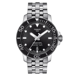 Tissot Seastar 1000 Powermatic 80 Black Dial Silver Steel Strap Watch For Men - T120.407.11.051.00 Authentic Buy Shop Now