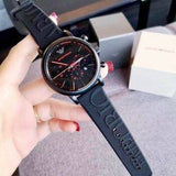 Emporio Armani Luigi Chronograph Black Dial Black Rubber Strap Watch For Men - AR11024 Authentic Buy Shop Now