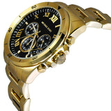 Michael Kors Brecken Chronograph Quartz Black Dial Gold Steel Strap Watch For Men - MK8481 Authentic Buy Shop Now