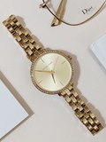 Michael Kors Charley Three-Hand Quartz Gold Dial Gold Steel Strap Watch for Women - MK4399 Authentic Buy Shop Now