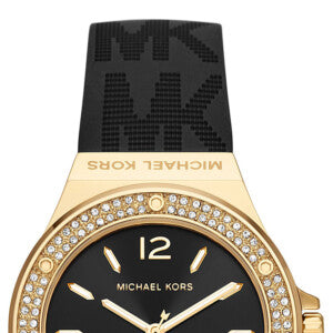Michael Kors Mini Lennox Quartz Black Dial Black Silicone Strap Watch For Women - MK7281 Authentic Buy Shop Now