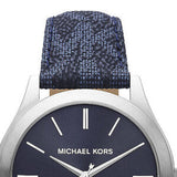Michael Kors Slim Runway Analog Blue Dial Blue Leather Strap Watch For Men - MK8907 Authentic Buy Shop Now