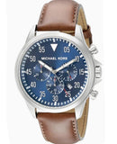 Michael Kors Gage Chronograph Blue Dial Brown Leather Strap Watch For Men - MK8362 Authentic Buy Shop Now