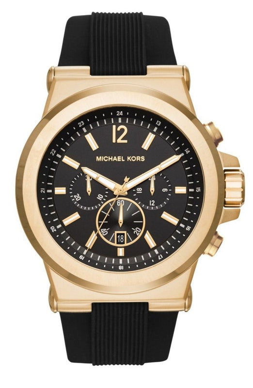 Michael Kors Dylan Chronograph Black Dial Black Rubber Strap Watch for Men - MK8445 Authentic Buy Shop Now