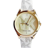 Michael Kors Jaycie Quartz Gold Dial White Leather Strap Watch for Women - MK2861 Authentic Buy Shop Now