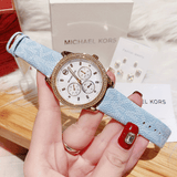 Michael Kors Tibby Multifunction White Dial Blue Leather Strap Watch For Women - MK2965 Authentic Buy Shop Now