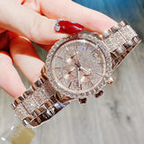 Michael Kors Layton Chronograph Rose Gold Dial Rose Gold Steel Strap Watch For Women - MK7285 Authentic Buy Shop Now