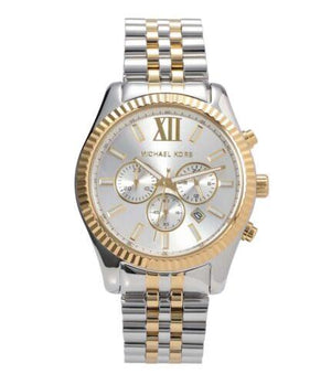 Michael Kors Lexington Silver Dial Two Tone Steel Strap Watch for Men - MK8344 Authentic Buy Shop Now