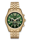 Michael Kors Lexington Chronograph Green Dial Gold Steel Strap Watch for Men - MK8446 Authentic Buy Shop Now