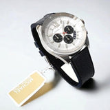 Michael Kors Brecken Chronograph Silver Dial Grey Leather Strap Watch For Men - MK8922 Authentic Buy Shop Now
