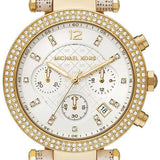 Michael Kors Parker Chronograph White Dial White Leather Strap Watch For Women - MK6916 Authentic Buy Shop Now