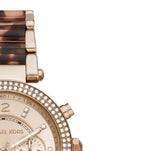 Michael Kors Parker Chronograph Rose Gold Dial Two Tone Steel Strap Watch For Women - MK6832 Authentic Buy Shop Now