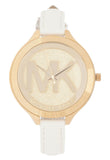 Michael Kors Slim Runway Quartz Gold Dial White Leather Strap Watch For Women - MK2389 Authentic Buy Shop Now