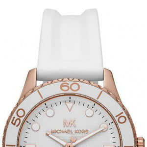 Michael Kors Runway Quartz White Dial White Rubber Strap Watch For Women - MK6853 Authentic Buy Shop Now