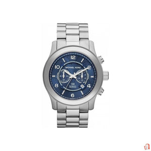 Michael Kors Stop Hunger Chronograph Blue Dial Silver Steel Strap Watch for Men - MK8314 Authentic Buy Shop Now